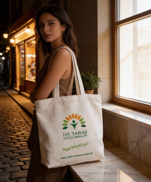 Beyaz Yeşil Tote Çanta - Görsel 2