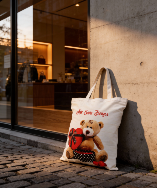 Ayıcık Baskı Tote Çanta