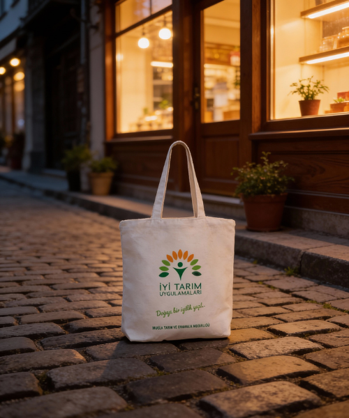 Beyaz Yeşil Tote Çanta