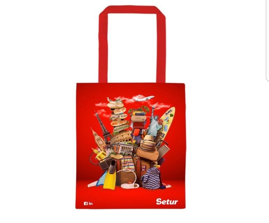 Dijital Baskı Kırmızı Tote Çanta - Görsel 2