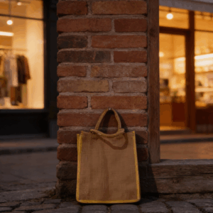 Sarı Biyeli Jüt Çanta